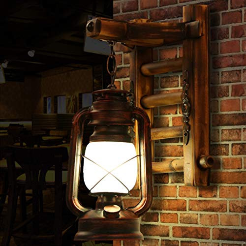 COCOL Einfach Kreativ Harz Loft Wandleuchte Vintage Antik Nostalgie innen Design Wandlampe Rund Weiß Glas Lampenschirm Lampenfassung Korridor Treppen Schlafzimmer Gang Hanfseil Ø24cm
