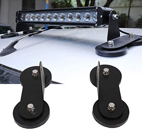Lot de 2 supports magnétiques pour barre lumineuse LED de toit - Support de travail magnétique puissant (noir)