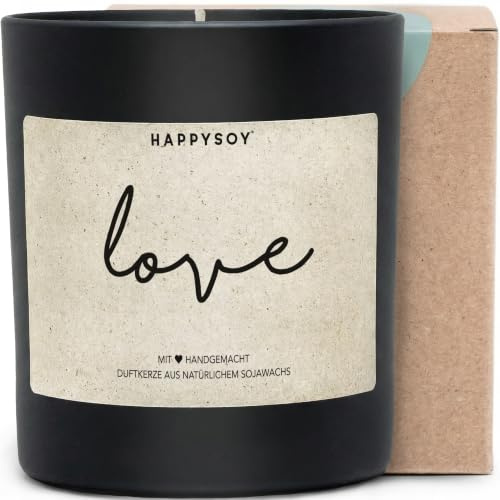 Love - Duftkerze mit Spruch als liebevolles Geschenk für Liebe und Beziehung, Partnerin, Freundin, blumiger Duft, Kerze im Glas