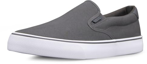 Lugz mens Clipper Classic Slip-on Fashion Sneaker, Dark Grey/White, 12 US