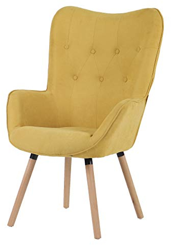 SVITA Cleo Ohrensessel Samt-Bezug Fernsehsessel Relaxsessel Gelb