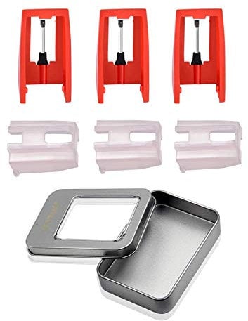 Mudimu Stylus for Record Player Including 3pcs Universal Turntable Replacement Stylus Needles With 1pcs Tin Box for Turntable Record Player Lp Phonograph