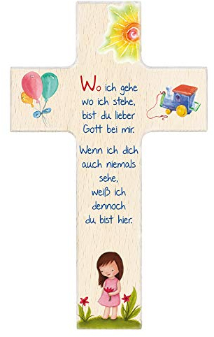 Fritz Cox Kinderkreuz 'Wo ich gehe, wo ich stehe' Mädchen 20cm natur
