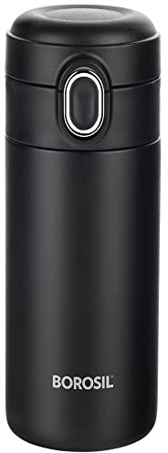 Borosil Hydra Bouteille isotherme à double paroi en acier inoxydable Noir 300 ml