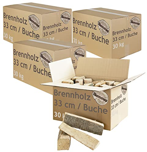 Brennholz Buche 33 cm Kaminholz Holz Auswahl 5-500 kg Für Ofen und Kamin Kaminofen Feuerschale Grill Feuerholz Buchenholz Holzscheite Wood Flameup, Menge:120 kg