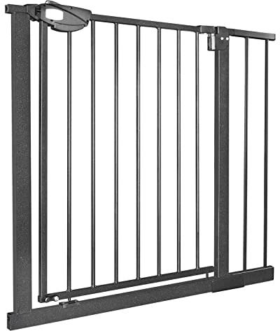 XMTECH Türschutzgitter Ohne Bohren Treppengitter für Kinder 85-95cm breit,Auto-Close Baby Türgitter Treppen Absperrgitter mit Druckbefestigung,Safety Gate,180° Zweiwegeöffnung Schwarz