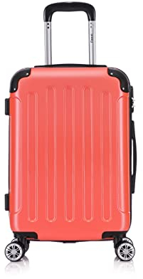 Flexot® Flex-2045 Handgepäck Kabinentrolley Koffer (16 Farben zur Auswahl) Zwillingsrollen Reisekoffer Bordcase Koffer Trolley Hartschale (M, Neon-Orange)