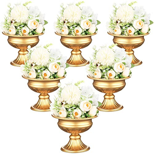 6 Stück Mini-Urnen-Pflanzgefäße aus Metall, Hochzeits-Tafelaufsätze, goldene Blumenvase, Vase, WC-Vase, 11,9 cm hoch, Blumenständer, kleine Blumentöpfe für Geburtstag, Jahrestag, Zeremonie