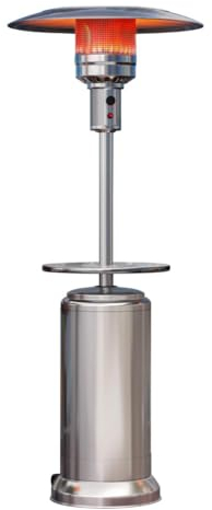 ABBEY | Gasheizstrahler | 2,2m | Edelstahl | 12kW | + Tisch | Heizstrahler | Wärmestrahler | Infrarotstrahler | Elektroheizstrahler | Heizpilz