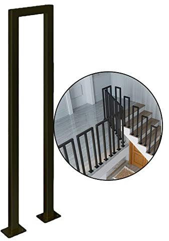 ALOBY Treppengeländer for Drinnen Draußen, Matt-schwarz Metall Innen Villa Konstruktion Dachgeschoss Alten Treppengeländer, Sicherheit Stützstangen-Komplettset (Color : Black, Size : 20x85cm)