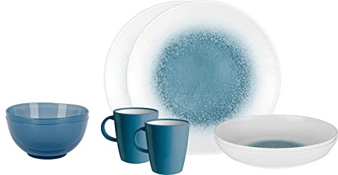 Brunner 0830143N.C1X Set de vaisselle de camping pour 2 personnes, Thête-à-Tête Meteor Azur, 8 pièces