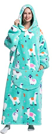 Sacebeleu Kuscheldecke mit Ärmeln,Oversized Decke Hoodie Sweatshirt,Flauschige Sherpa TV-Decke Superlang Kapuzen Pullover Kuscheldecke mit Känguru Tasche Flanell Fleecedecke Ganzkörperdecke