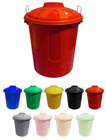Jardin202 - Cubo Basura de plástico con Tapadera | Cubo almacenaje y reciclar (70 litros, Rojo)