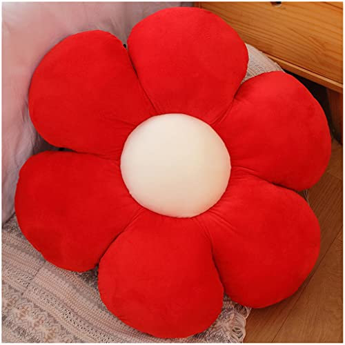 LANFIRE Kissen mit Blumen Bodenkissen Sitzkissen im Innenhof Dekokissen aus Plüsch Sitzkissen (50CM, Rot)