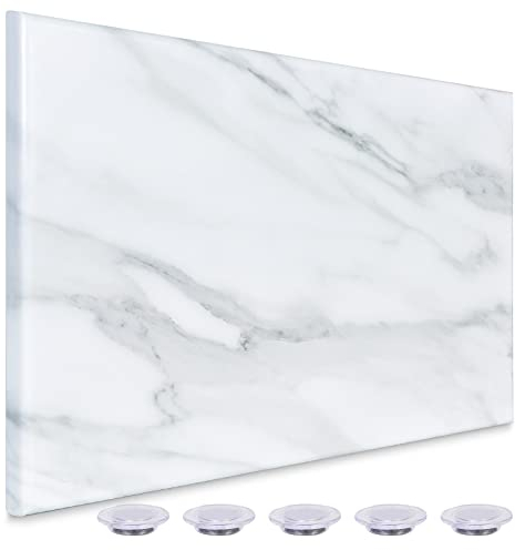 Okydoky White Marble Print Magnetic Dry Erase Board,30 x 40 cm Decorative White Board for Wall with Design, Frameless Dry Erase Board for Wall, Magnets Included(Marble,4030,1pc)