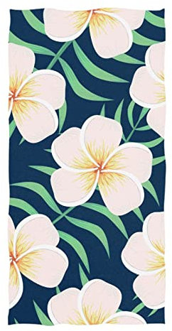 Plumeria Tropical Floral Strandtuch, saugfähige, schnell trocknende Bade- und Yoga-Strandtücher, großes sandfreies Mikrofaser-Strandtuch für Damen, Herren, Kinder