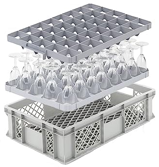 DIE BOX FABRIK Gläserkiste 600x400x150mm mit Einsatz für verschiedene Einsatzzwecke, Gläserkasten, Gläserkorb (40 Gläser 8x5)