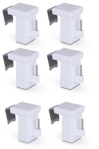 Bestlivings Klemmträger Weiß 6er Pack - für Vitragestangen/Scheibenstangen- Fensterrahmen 10-27mm - Klemmfix Dekohaken - Universal Fensterhaken zur Fensterdekoration