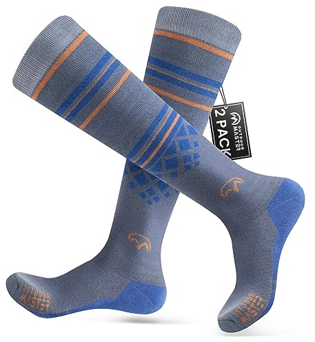 OutdoorMaster Chaussettes de ski, chaussettes en laine mérinos pour hommes et femmes, chaussettes thermiques d'hiver pour snowboard pour temps froid