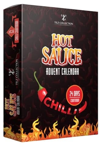 Hot Sauce Adventskalender 2024 – 24 Tage, Chili Sauce Adventskalender, Adventskalender 2024 für Männer, Schokoladenfreier Adventskalender für Frauen, Chilli Challenge Hot Sauce (Schwarz)