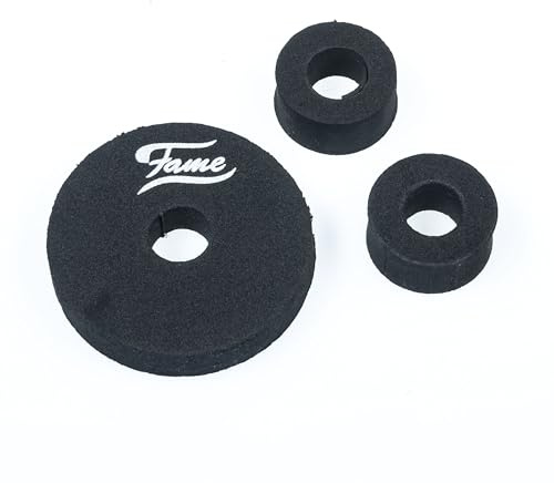 Fame HiHat Cymbal Washers, 3-teiliges Set, Memory-Schaum, optimierter Sound, verbessertes Spielgefühl, inklusive HiHat-Seat, 2 Washers, Klangverbesserung, Schwarz, verschiedene Farboptionen