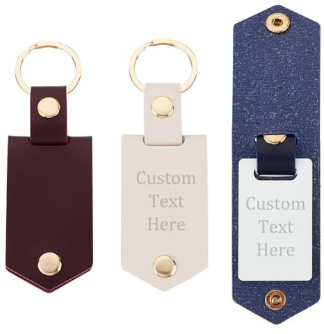 AHANDMAKER Portachiavi con protezione in pelle, portachiavi per album fotografici, inserto personalizzato, portachiavi per foto, regalo personalizzato per amici, Nero / Marrone / Beige, about 117mm