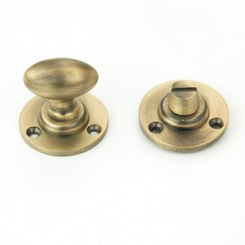 UNDERGROUND PARTS Jones & Grey Regency Solid Brass Oval Bathroom Lock Thumb Turn Handle & Release - Satin Antique Brass