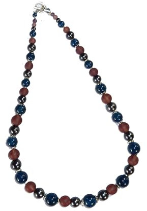 SSH-Design - kurze Kette Collier - petrol, anthrazit & amethyst -