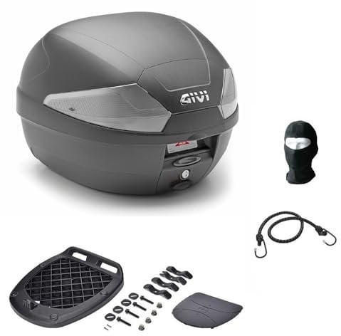 KOMPATIBEL MIT DERBI Senda 50 L B29NT2 TOPCASE GIVI B29 TECH 29LITER Koffer Kofferraum FÜR Motorrad-Roller, INKLUSIVE Platte UND UNIVERSAL-KIT MIT HECKGEPÄCKTRÄGER