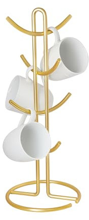 Spectrum Diversified Euro Kitchen Countertop 8-Cup Mug Holder Tree, Coffee Cup Holder with 8 Hooks, Gold