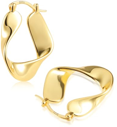 ALEXCRAFT Irregular Chunky Ohrringe Gold Creolen 14K Goldene Ohrringe Damen Geschenk für Frauen Freundin Mama Mädchen