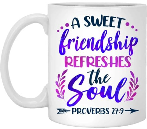 kisoyo A Sweet Friendship Refreshes The Soul for Christian Friend Funny Ceramic Coffee Mug - 11oz