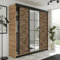 KIER FURNITURE Schiebegarderobe LAMARO mit Spiegel - Schrank Schlafzimmer – Schlafzimmerschrank – Wardrobe Bedroom – Kleiderschränke – Kleiderschrank - 200x205x59cm - Eiche Handwerk Gold & Art Deco