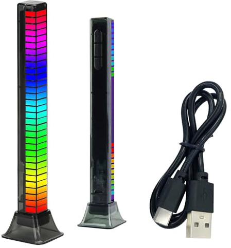 Luz de ambiente musical XiXiRan LED con luz de ritmo, activada por voz, luz de control de sonido, lámpara LED RGB, luz de control de sonido creativa (C)