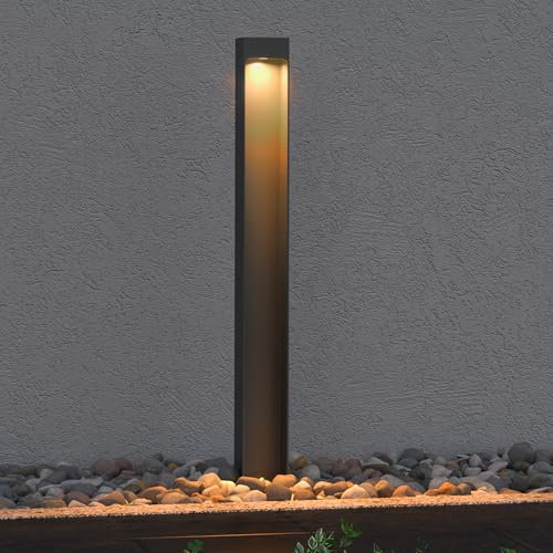 Mai & Mai Stehleuchte Außenleuchte 6x6x60cm IP65 Wegeleuchte Außen | Außenpollerleuchte für Garten, 3000K Stehlampe Gartenlampe | Außenlampe Standleuchte Sandgrau dunkel 5W BaldersLights