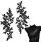 HOBBIESAY 4 Stück Stickerei Pailletten Spitzenapplikationen Schwarze Blattblumen Aufnäher Polyester Dekorative Blumenapplikationen Kleid Nähdekorationen Für Stoff DIY Basteln