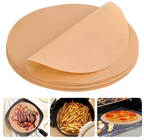 150 Stück Backpapier Rund, Runde Antihaft-Backpapier Ø 28cm, Rundes BBQ Papier Hitzebeständig, Dauerbackfolie Rund für Kuchen, BBQ, Backen, Hamburger, Dessert, Pfanne, Luftfritteuse
