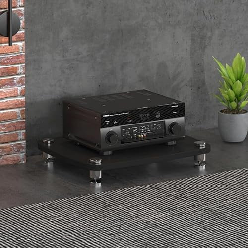 Mini HiFi Stand Rack, Mueble Equipo HiFi Estéreo Supports, Soporte Multimedia AV De 1 2 3 4 Niveles Con Estantes Ajustables, Estantería AV Media Stand Con Pies Amortiguadores Mueble Hifi Tv(Black,H10c