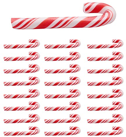Diheohg 100 StüCk Rot und Handgemachte Weihnachten Zucker Stange Miniatur Essen Puppenhaus Hause Ton Zucker Stange Etwa 3,2 x 1 cm