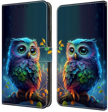GLANDOTU Handyhülle für Samsung Galaxy A16 5G Hülle PU Leder Klapphülle Magnet Stoßfeste Kartenfach Klappbar Schutzhülle Kompatibel mit Samsung A16 5G,Blaue Eulen