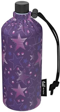 Emil Trinkflasche aus Glas für Mädchen & Jungen isolierte Glasflasche für Schule, Freizeit, Sport: Kinder & Eltern Stars (0,4l)