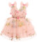 IDOPIP Robe Filles 3D Papillon V Cou Tulle Tutu Le Rainbow Princesse Formel Fête sans Manches en Maille Gâteau Moelleux Demoiselle d'honneur Rose pâle 90