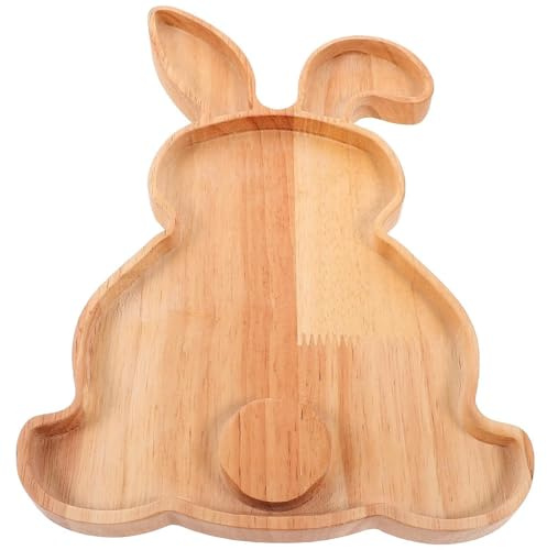 Generisch Osterhasen Teller Aus Holz In Hasenform Serviertablett ostergeschirr Dessert Und Wurstbrett Vorspeisenteller Essenssnacks für Das Osterparty Buffet 2025 (Braun)