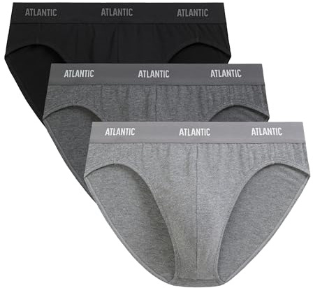 ATLANTIC UNDERWEAR 3er-Pack Sport Herren Slips | Elastische Herren Unterhosen aus atmungsaktiver Baumwolle mit Elasthan, sportlicher Schnitt und perfekte Passform