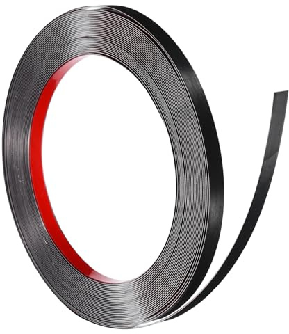 sourcing map Stainless Steel Wall Molding Trim, 32.8 ft x 0.4 Inch Peel and Stick Metal Decoration Strip for Ceiling Wall Tile Mirror Edge, Brushed Black