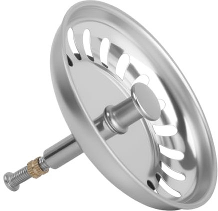 Bouchon Evier Cuisine 79mm, Universel Crépine D'Évier Acier Inoxydable, Grille Evier Antiblocage, Panier pour Bonde avec 30mm et 50mm Vis de Réglage, Filtre Evier Vidange Rapide