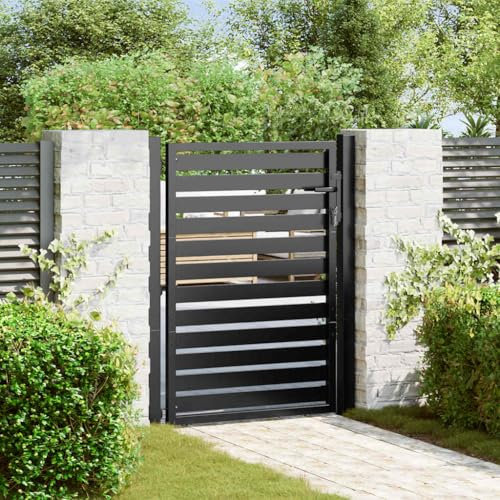 Festnight Puerta de Jardín Aluminio 100 x 120 cm, Puerta para Valla con Sistema de Cerradura Acero