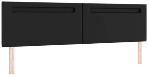 vidaXL Headboard with LED Strip Lights Wall-mounted Black 200 cm PVC, Sleek Bedroom Headboard, Rectangular, Height-Adjustable, Durable, LED Wall-Mounted Design, Modern Home Furnishings, Versatile