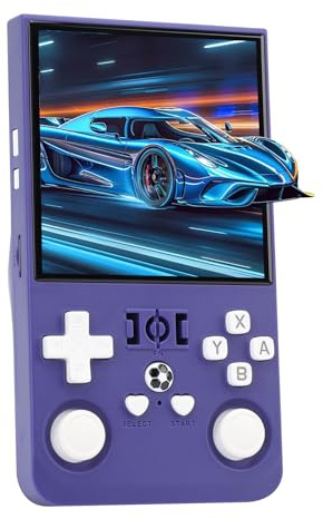 Bewinner R36MAX Retro-Handheld-Spielekonsole, tragbares 4-Zoll-IPS-Open-Source-Gaming-System, 4000 mAh Lange Akkulaufzeit, unterstützt GBA NES MAME, mit Speicherkartenhülle (Indigo Blau)
