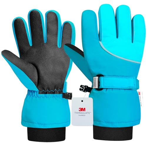 Origem Gants Ski Enfant Imperméables Tactiles 3M, Fille Garçon 4-14 Ans
